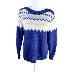 LLbean Fair Isle Nordic Thick Knit Soft Cozy Christmas Holiday Winter Sweater S